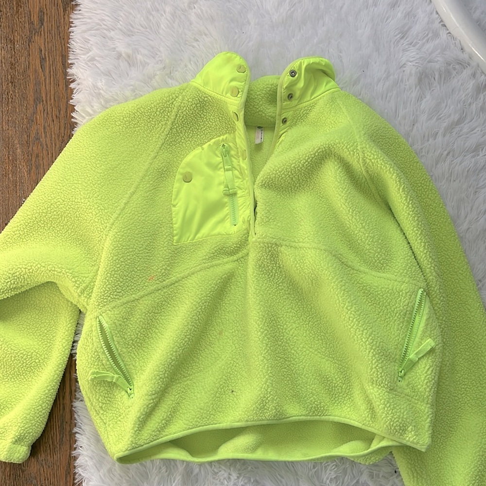 Neon yellow free people half zip